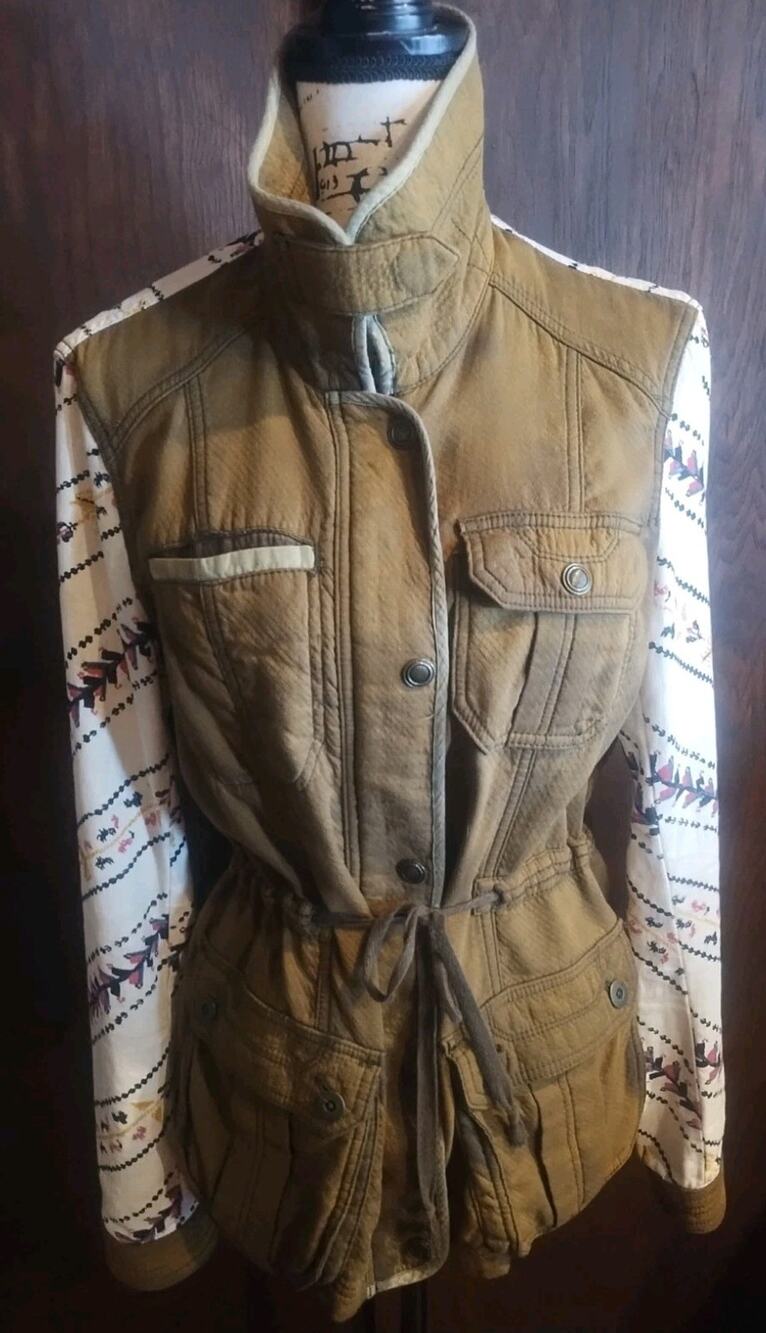 Women's Free People Jacket Medium Aztec Boho Grunge Lightweight Shirt Shacket